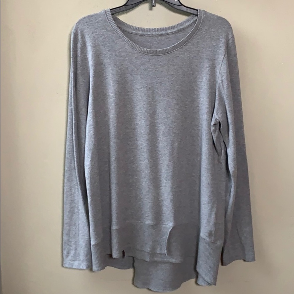 J’Envie Grey Pima Cotton Sweater Boho Pullover L